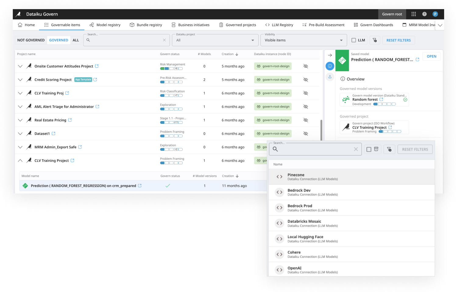 A screenshot of Dataiku product showing how to explore bundles, ML models, & LLM-powered agents
