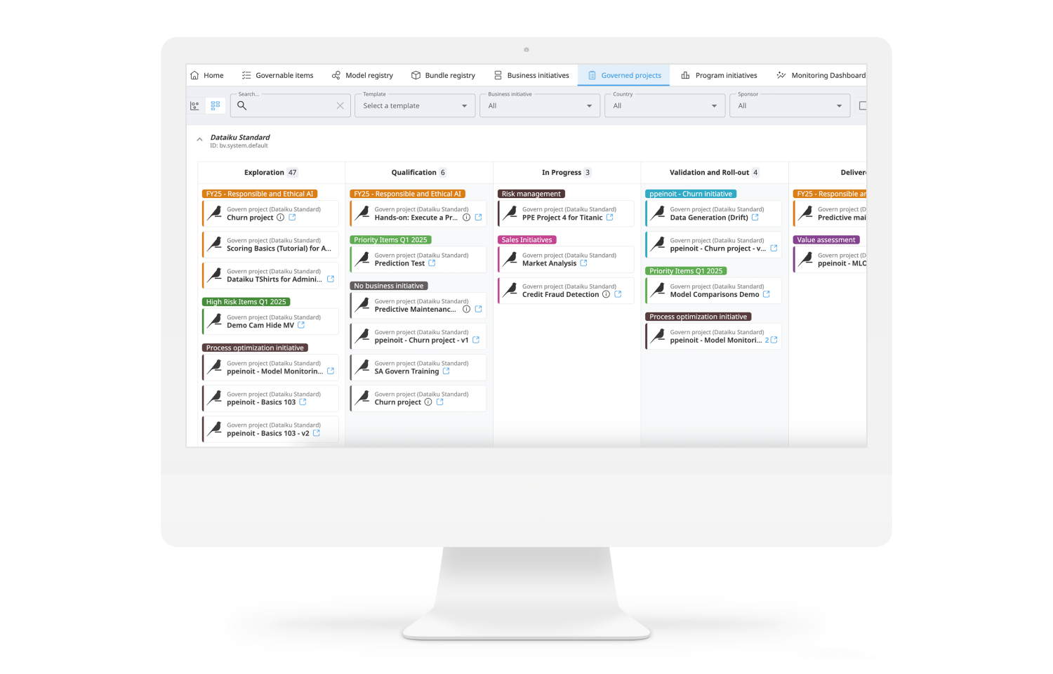Screenshot of Dataiku Product showing how to oversee Projects & Reduce Shadow AI