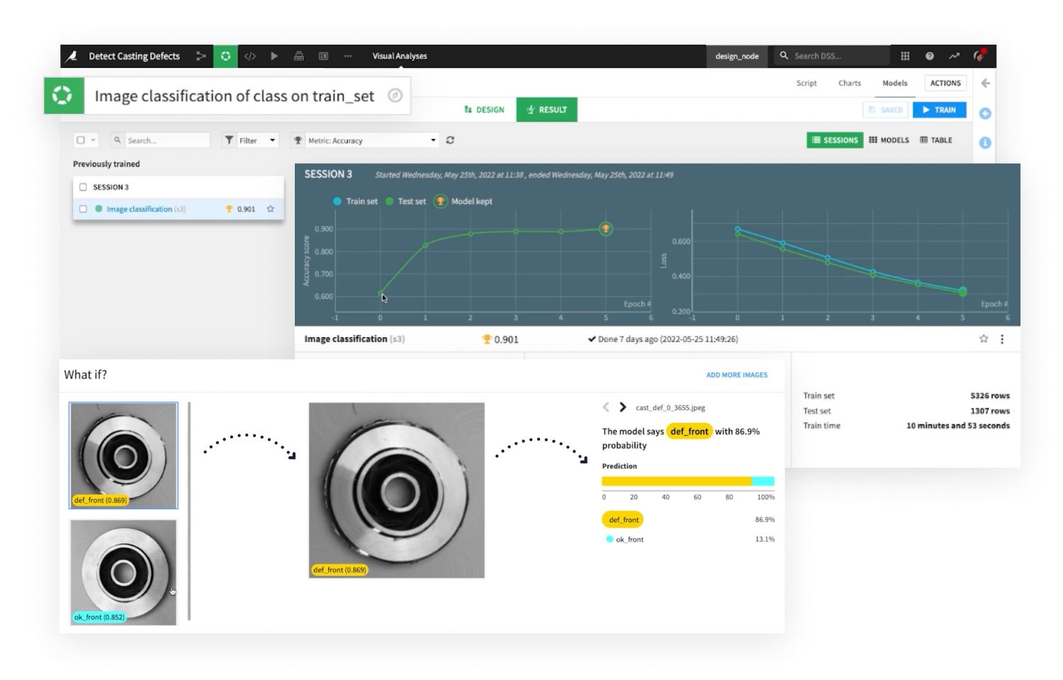 screenshot showing no-code visual deep learning features in Dataiku
