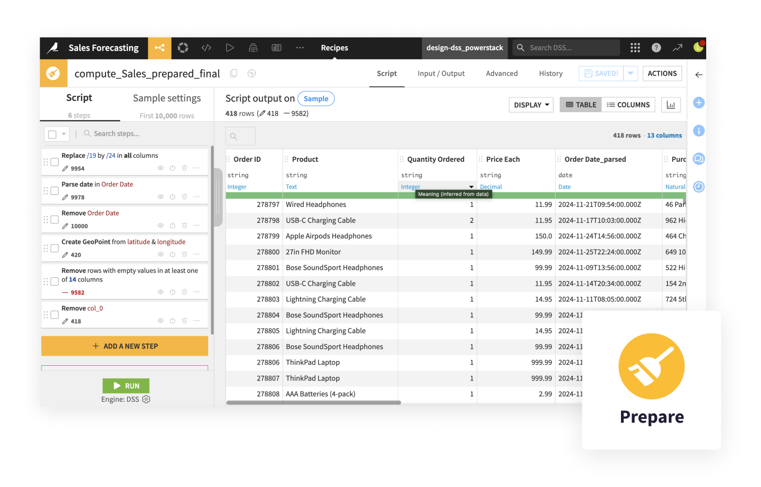 built-in transformers in Dataiku
